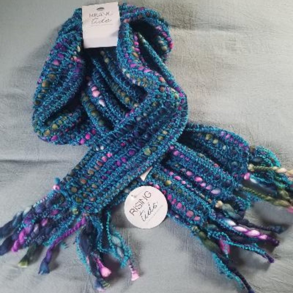 Brand new artisan scarf blues and purples